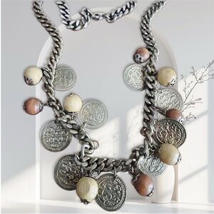 Authentic VINTAGE EGYPTIAN REVIVAL COLLAR BIB COIN NECKLACE